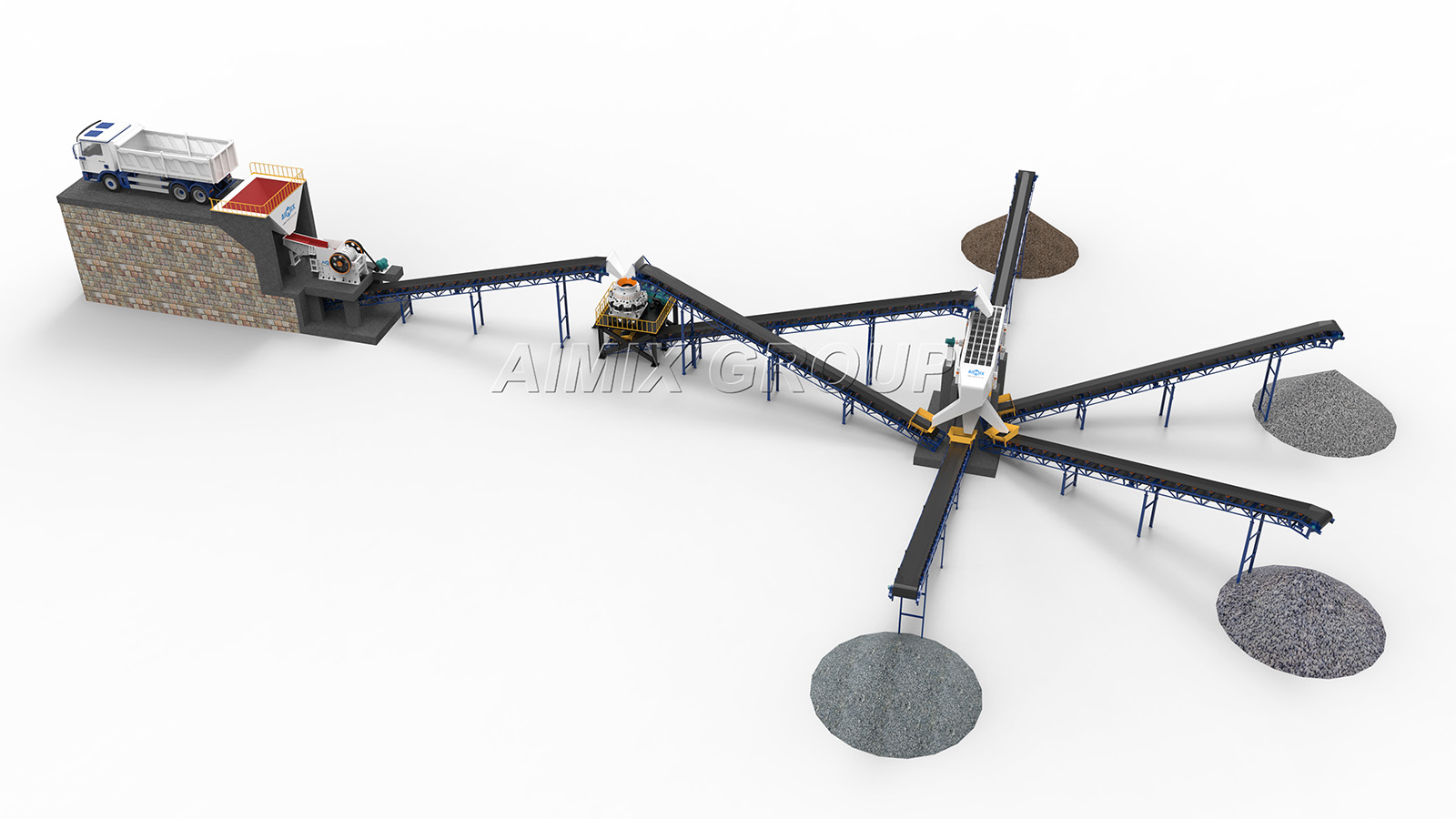 50T aggregate stationary crushing plant for crushing marble