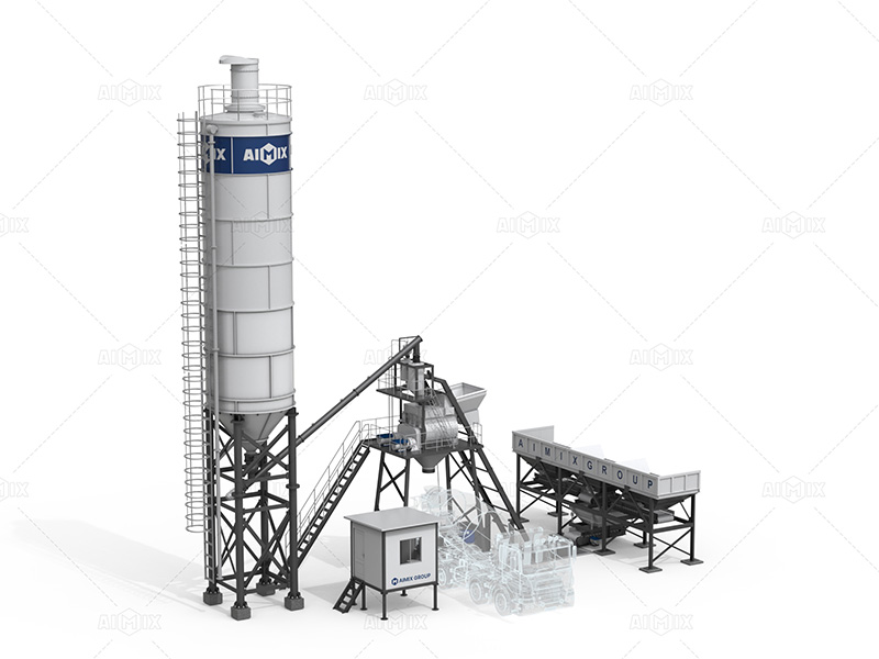 35cbm per hour hoist hopper concrete batch plant for sale di Indonesia