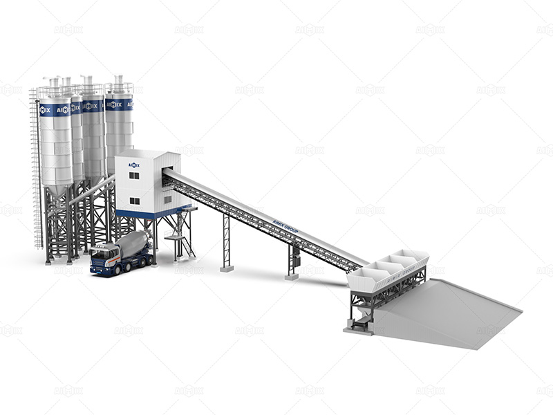 AJ-180 stationary concrete batching plant for sale in Indonesia