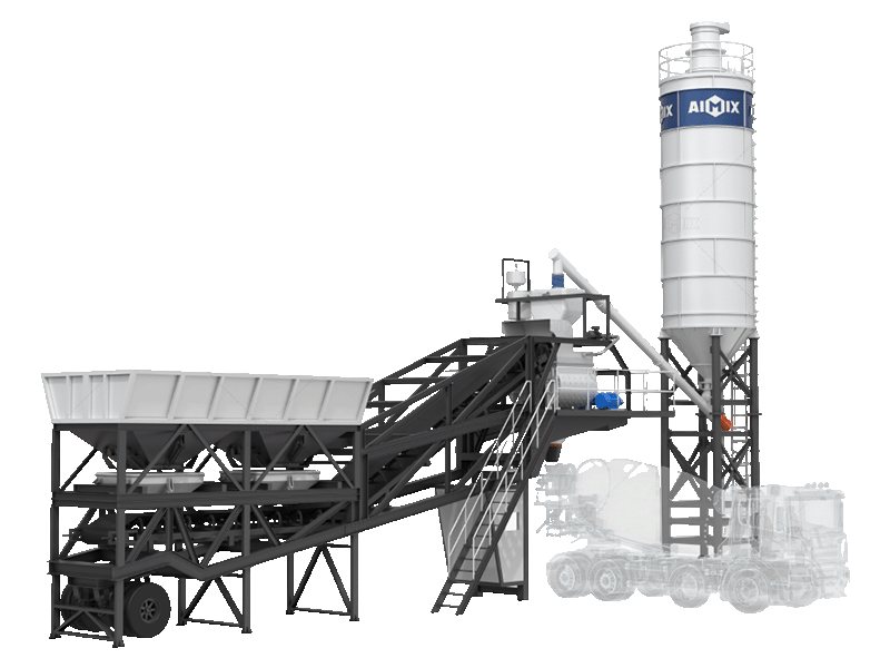 AJY35 Small mobile concrete batch plant in Indonesia