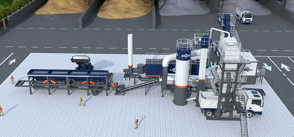 ALYQ mobile asphalt batching plant 3D drawing in Indonesia