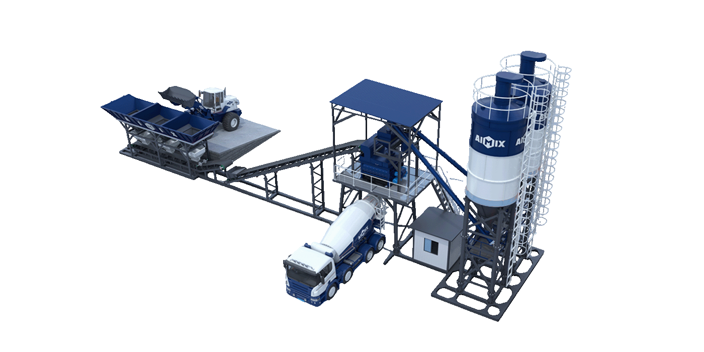 AJM Series Free Foundation Concrete Batching Plant for sale in Indonesia