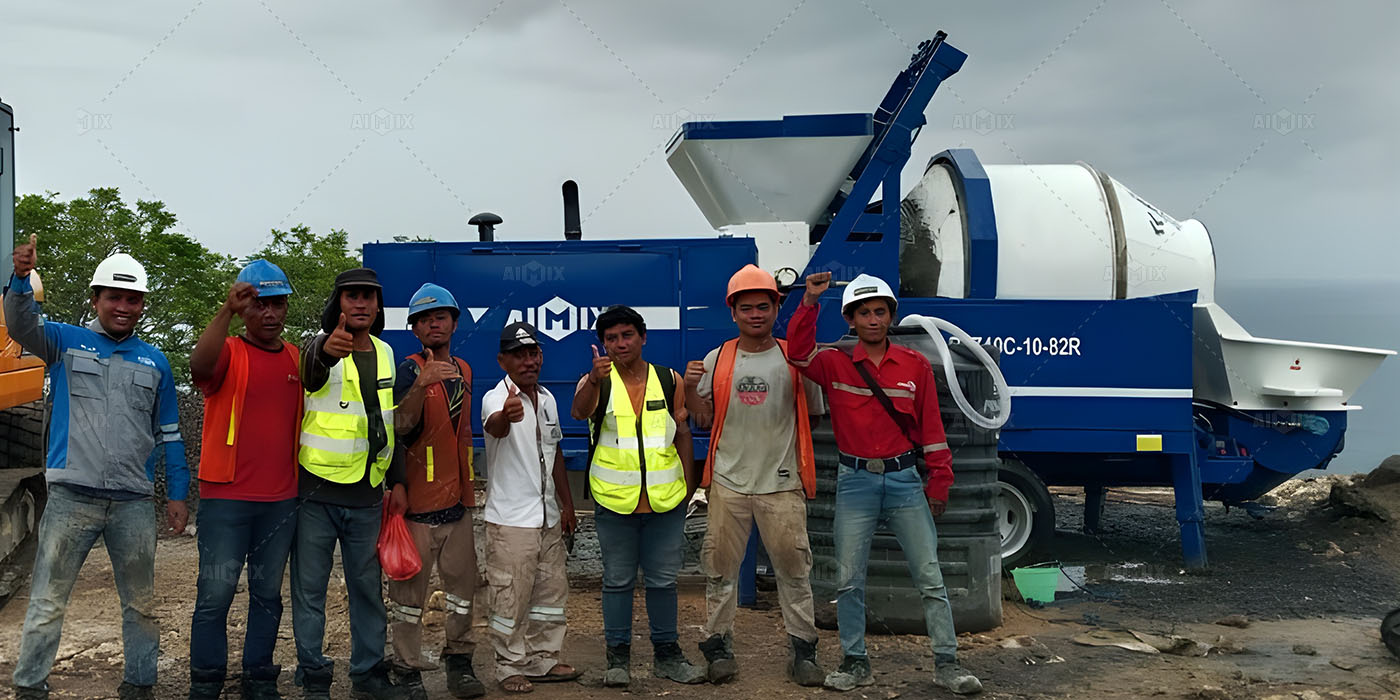 ABJZ40C concrete mixer with pump for house building in Medan, Indonesia