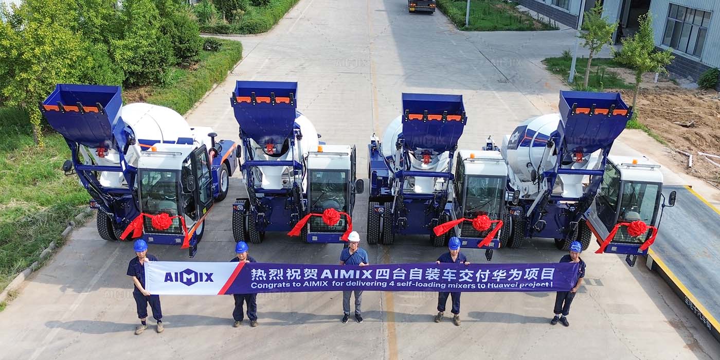congratulation to establish strategic partership between Huawei and AIMIX with 4 sets of self loading concrete mixers