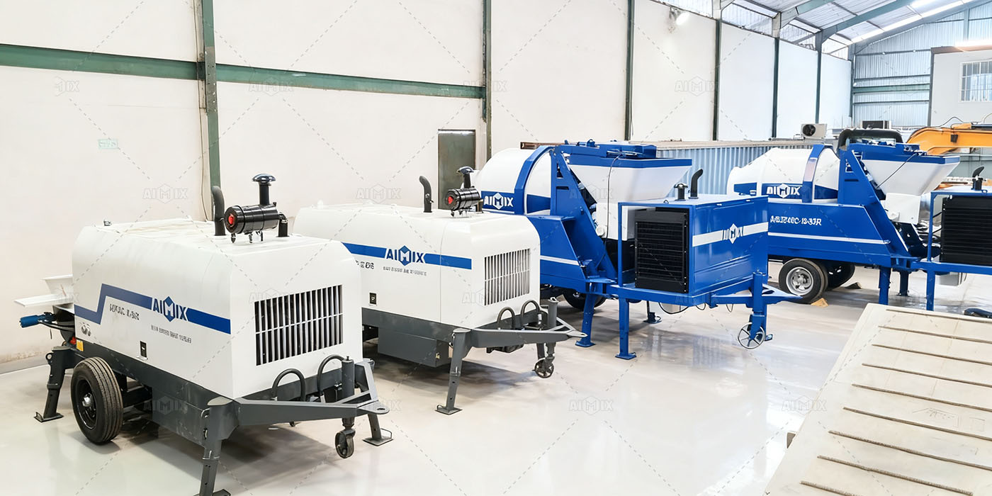 concrete trailer pump and concrete mixer pump are ready stocked in warehouses Indonesia
