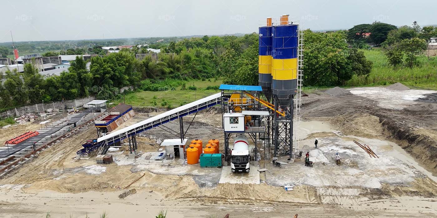 60cbm concrete mixing plant for construction building in Lamongan